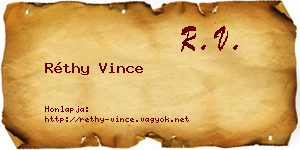 Réthy Vince névjegykártya